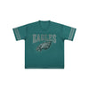 Philadelphia Eagles NFL Womens Rhinestone Logo Oversized V-Neck Mesh T-Shirt (PREORDER - SHIPS MID SEPTEMBER)