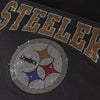 Pittsburgh Steelers NFL Womens Rhinestone Logo Oversized V-Neck Mesh T-Shirt (PREORDER - SHIPS MID SEPTEMBER)