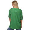 Philadelphia Eagles NFL Womens Kelly Green Rhinestone Logo Oversized V-Neck Mesh T-Shirt (PREORDER - SHIPS MID SEPTEMBER)