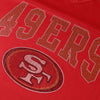San Francisco 49ers NFL Womens Rhinestone Logo Oversized V-Neck Mesh T-Shirt (PREORDER - SHIPS MID SEPTEMBER)