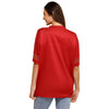 San Francisco 49ers NFL Womens Rhinestone Logo Oversized V-Neck Mesh T-Shirt (PREORDER - SHIPS MID SEPTEMBER)