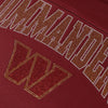 Washington Commanders NFL Womens Rhinestone Logo Oversized V-Neck Mesh T-Shirt (PREORDER - SHIPS MID SEPTEMBER)