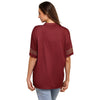 Washington Commanders NFL Womens Rhinestone Logo Oversized V-Neck Mesh T-Shirt (PREORDER - SHIPS MID SEPTEMBER)