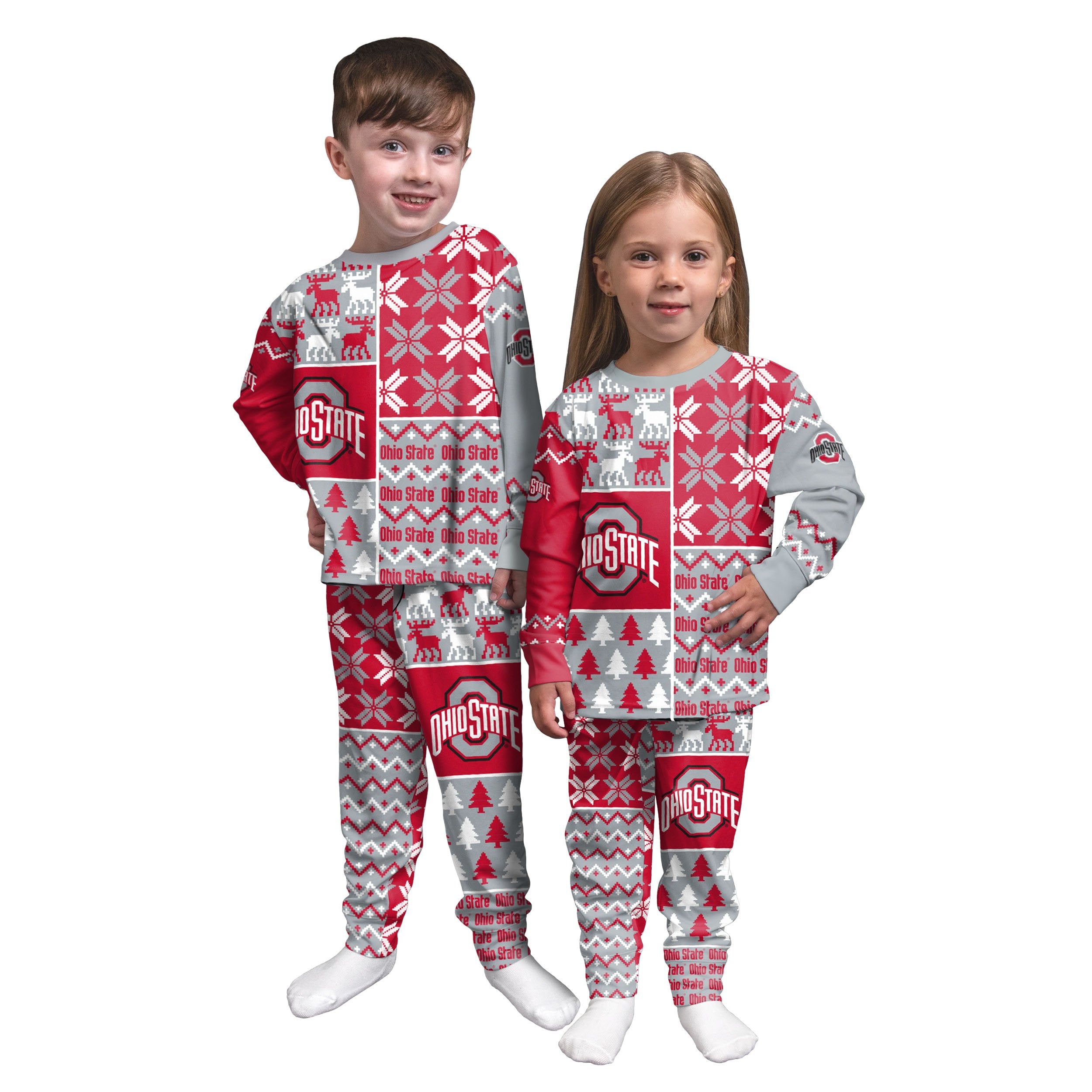 Ohio State Buckeyes Cute Christmas Pajamas Set Personalized Name