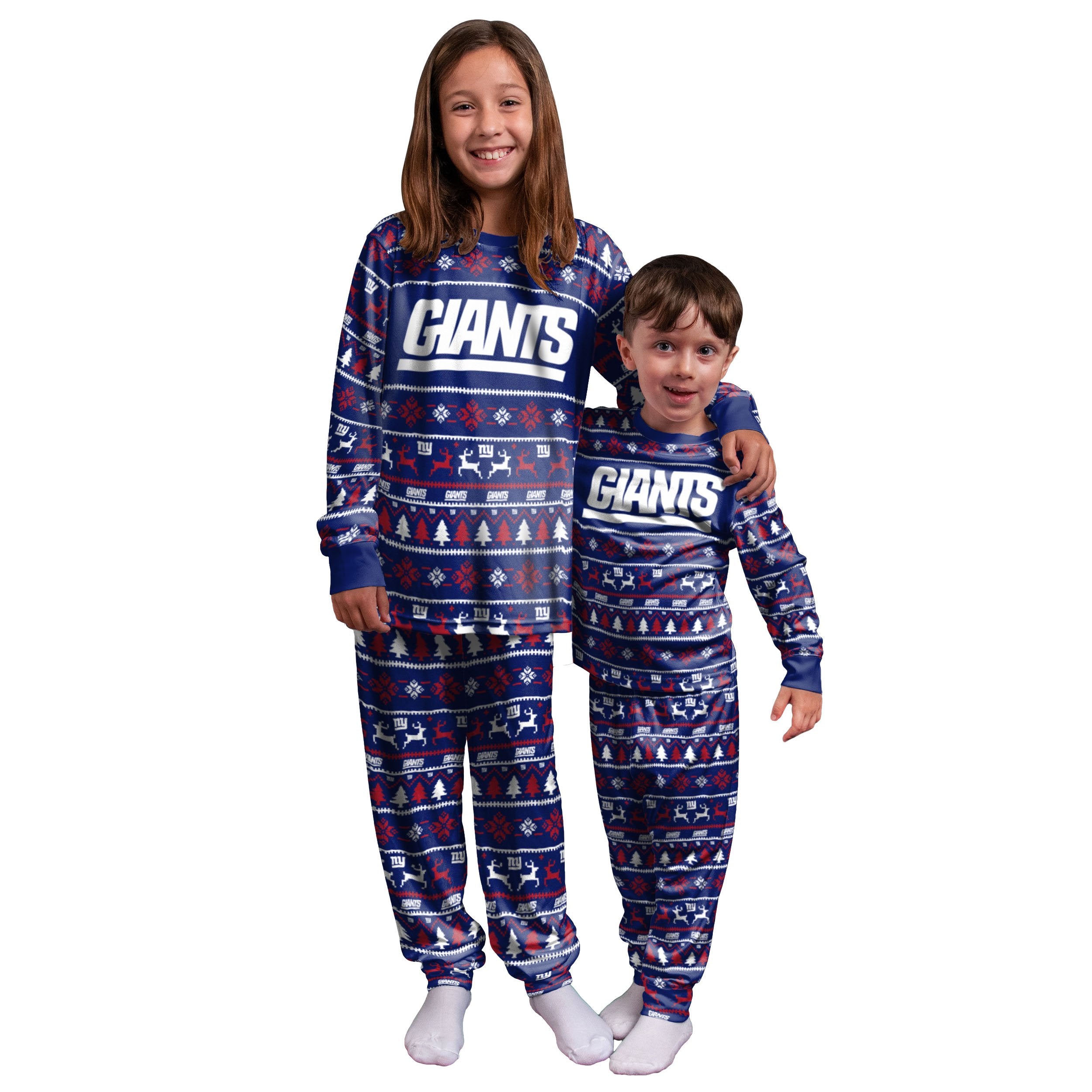 NEW YORK GIANTS Kids' 2-Piece Crewneck Holiday Pajama Set - Bob's