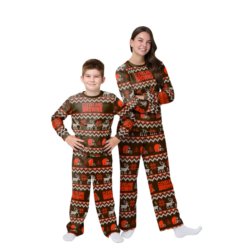 Cleveland Browns Mens Ugly Pattern Family Holiday Pajamas