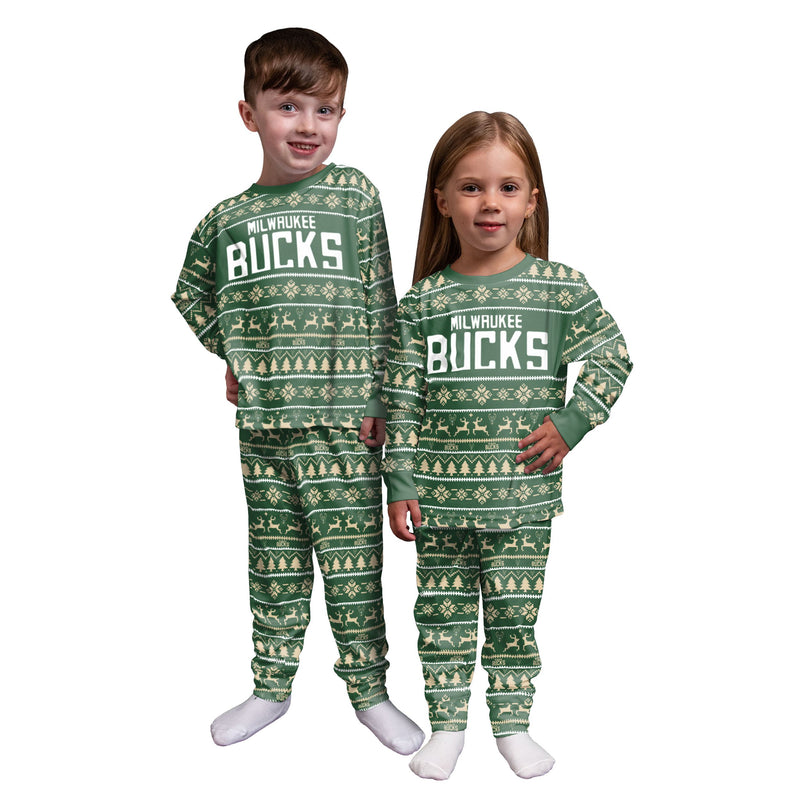 Milwaukee Bucks NBA Family Holiday Pajamas