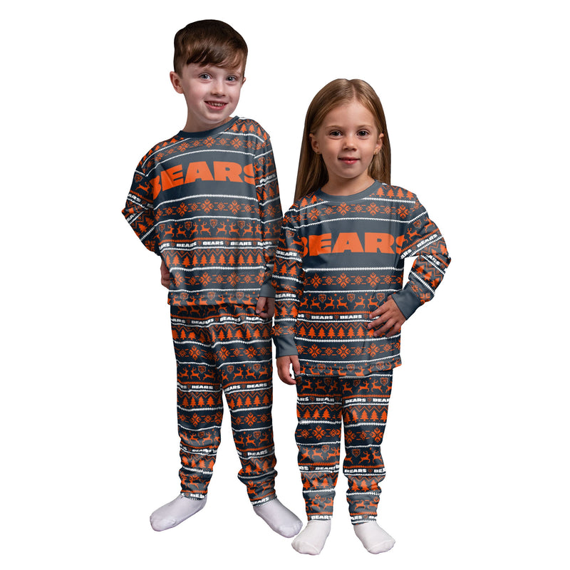 FOCO Chicago Bears NFL Ugly Pattern Family Holiday Pajamas