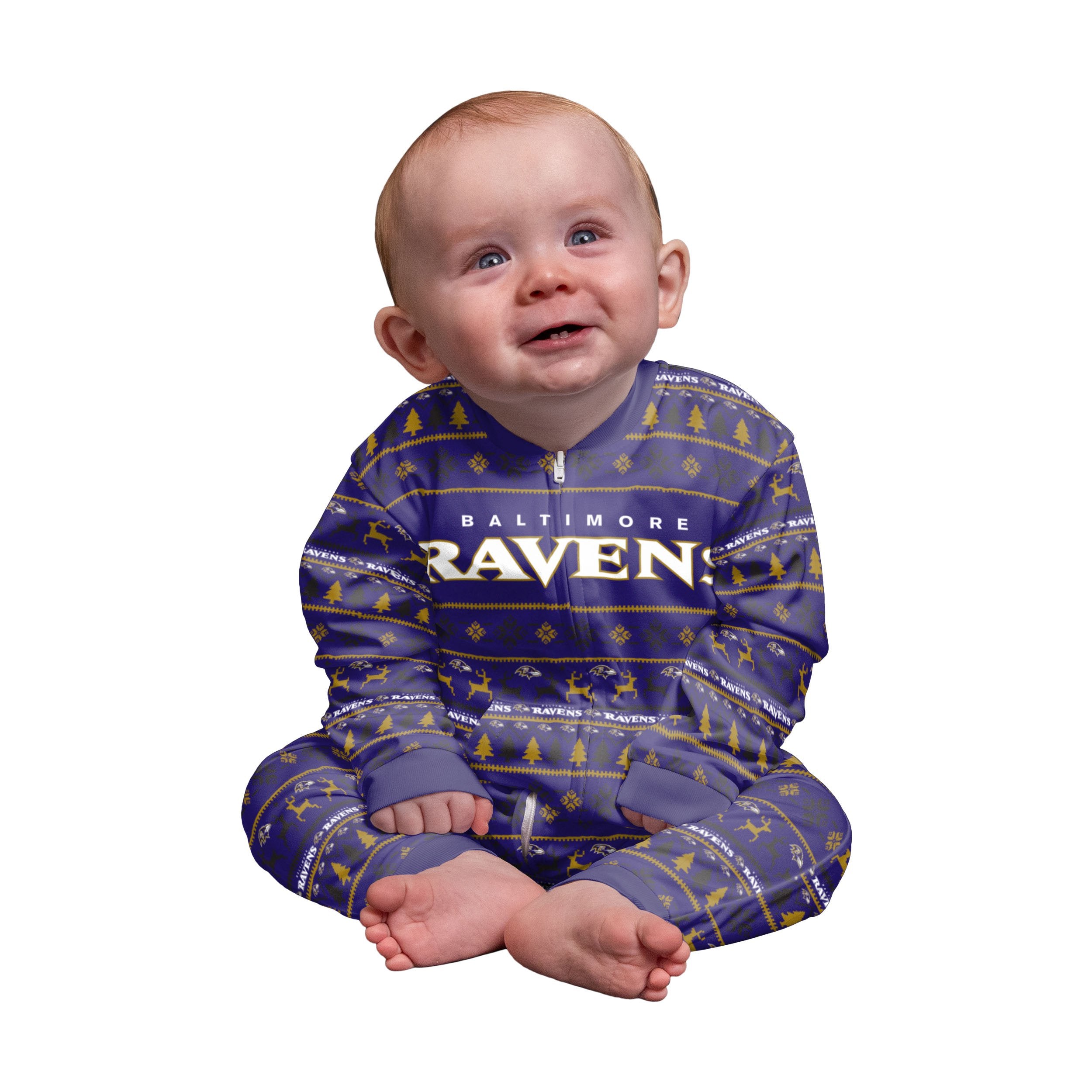 Baltimore Ravens Touchdown Santa Claus Christmas Cards 1 Onesie by