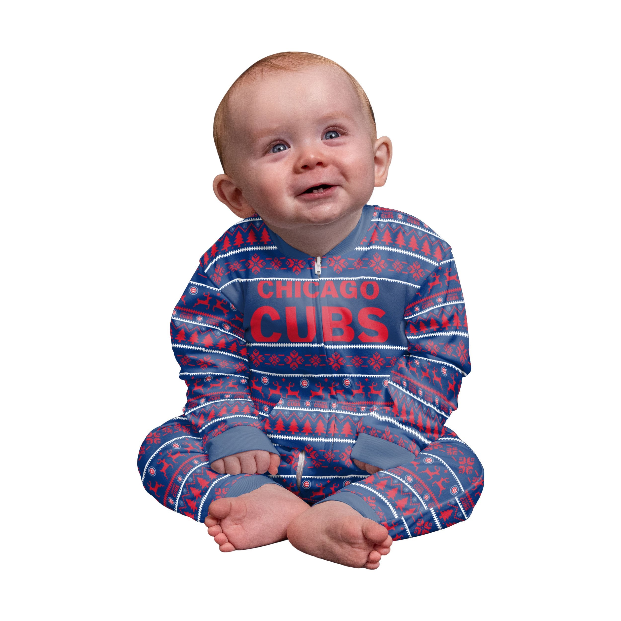 Outerstuff Infant Boys and Girls Royal Chicago Cubs Holiday Long Sleeve T- Shirt Pants Pajama Set