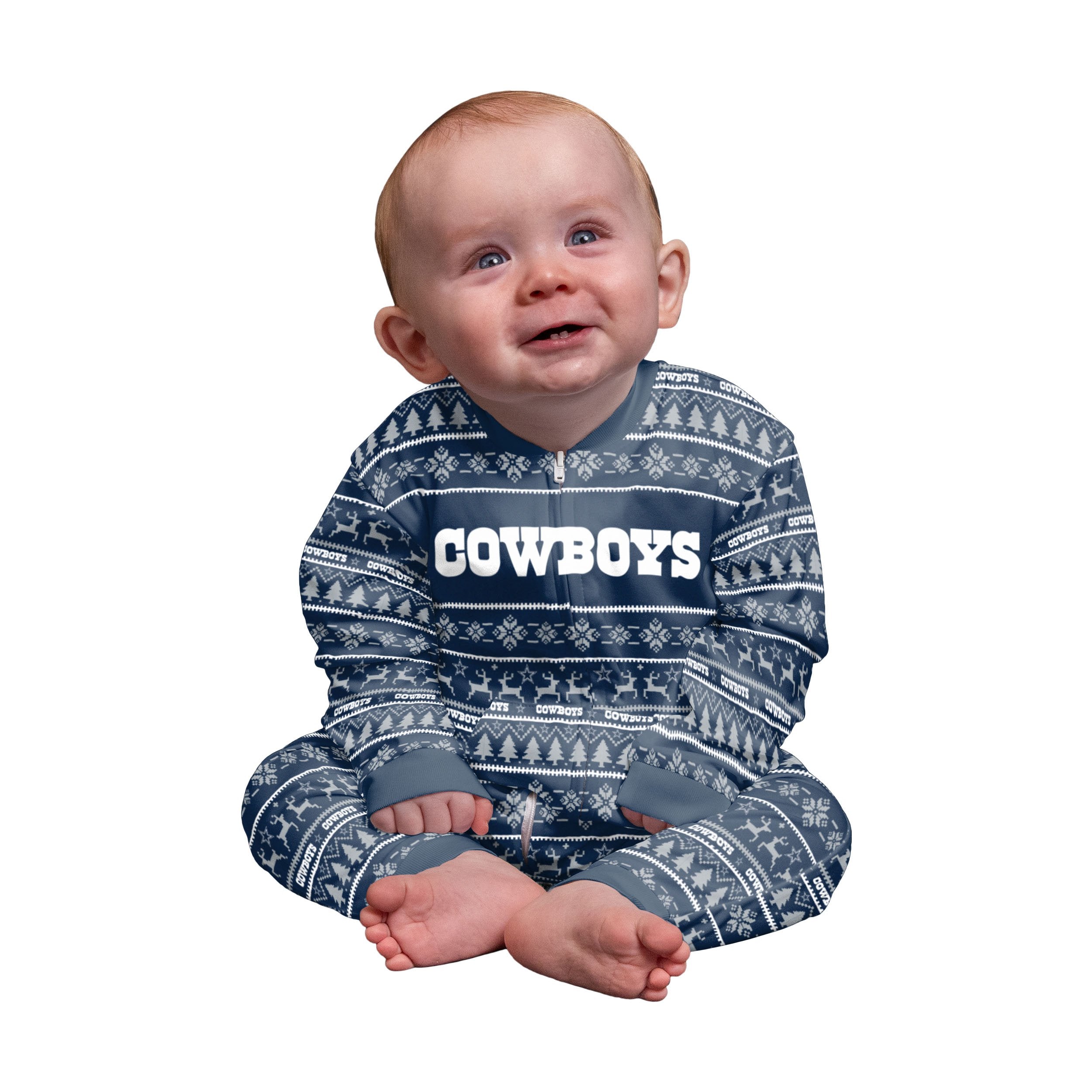 Youth Navy Dallas Cowboys Holiday Long Sleeve T-Shirt & Pants Pajama Set