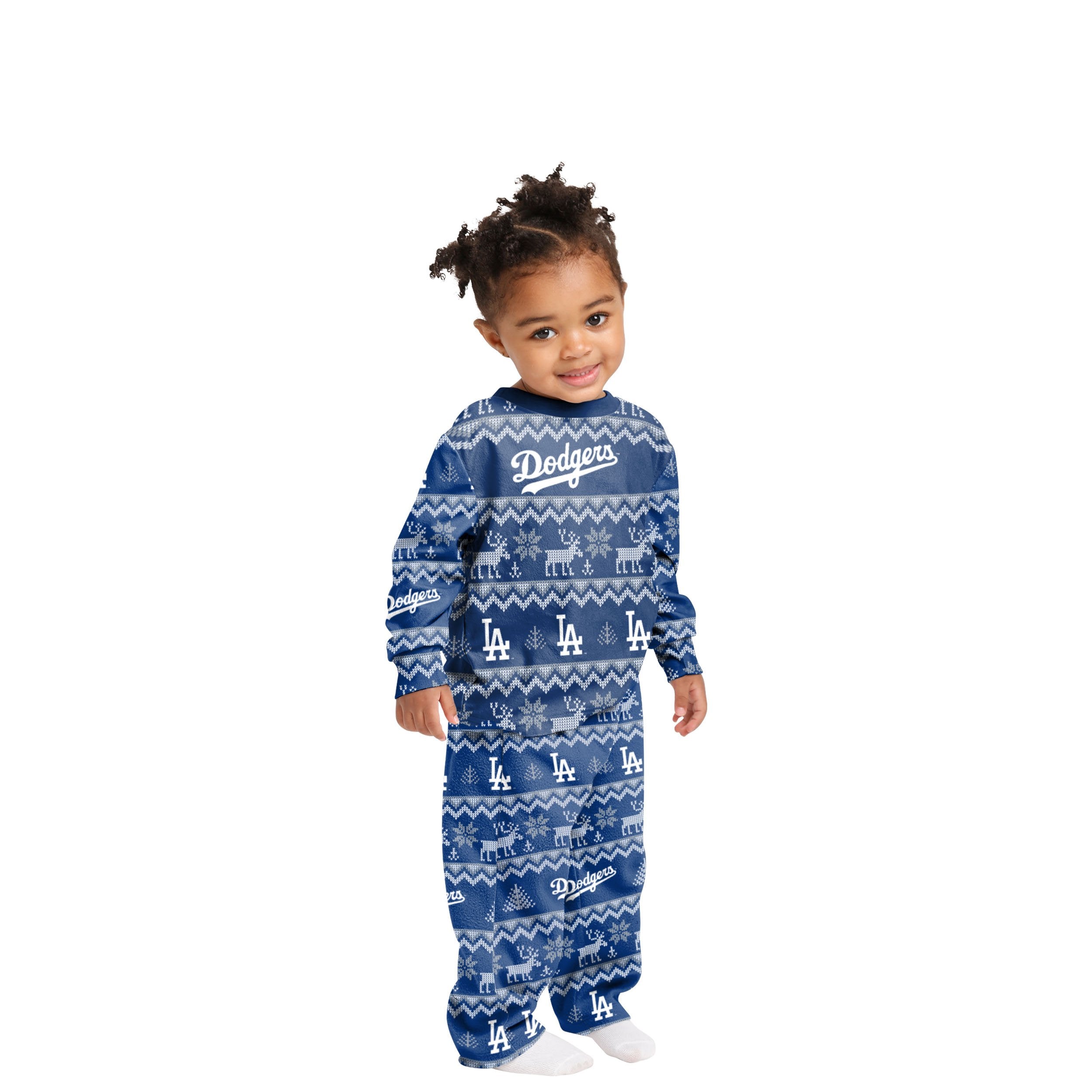 Los Angeles Dodgers Womens Ugly Pattern Family Holiday Pajamas FOCO