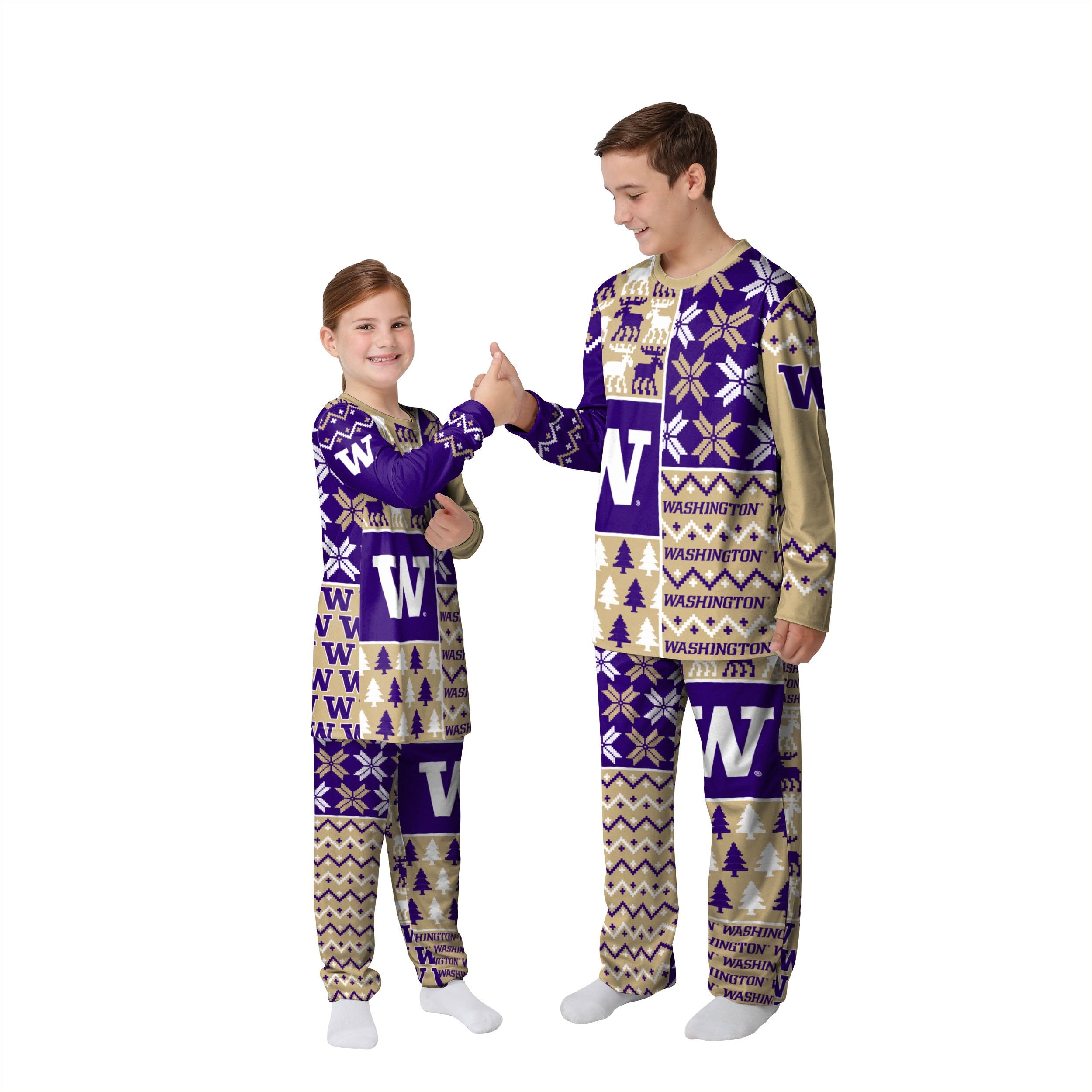 Washington Huskies NCAA Busy Block Family Holiday Pajamas