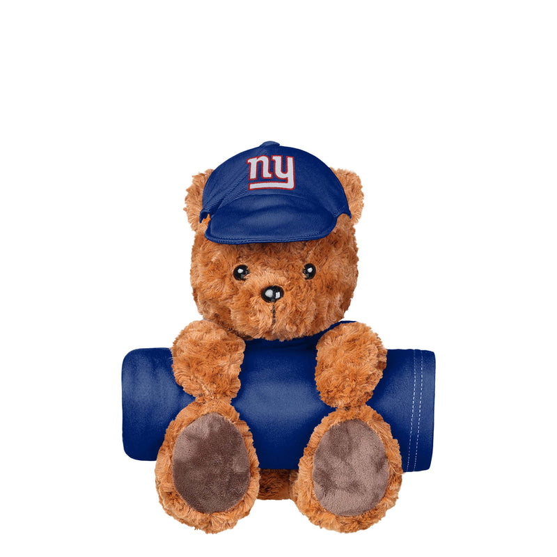 New York Giants NFL Throw Blanket with Plush Bear