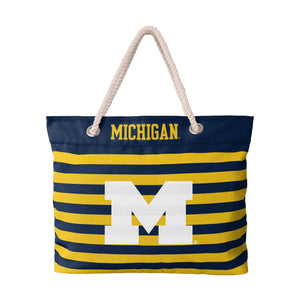 Michigan Wolverines NCAA Nautical Stripe Tote Bag