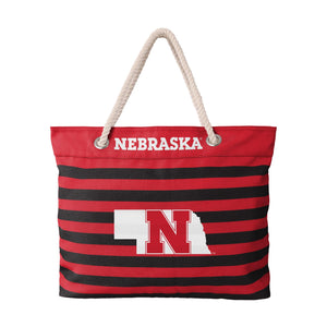 Nebraska Cornhuskers NCAA Nautical Stripe Tote Bag