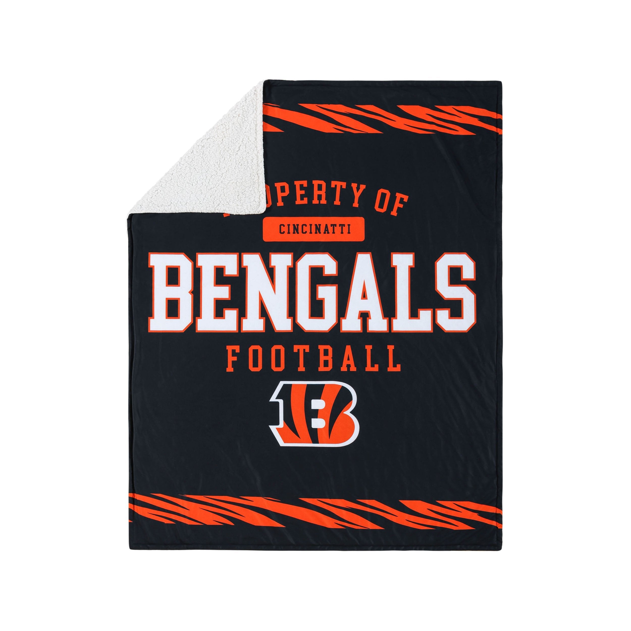 Cincinnati Bengals NFL Team Property Sherpa Plush Throw Blanket