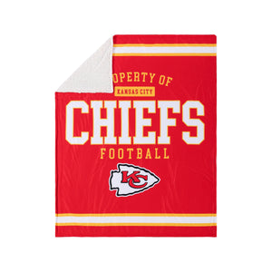 Kansas City Chiefs NFL Team Property Sherpa Plush Throw Blanket