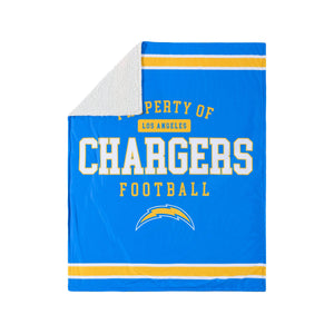 Los Angeles Chargers NFL Team Property Sherpa Plush Throw Blanket