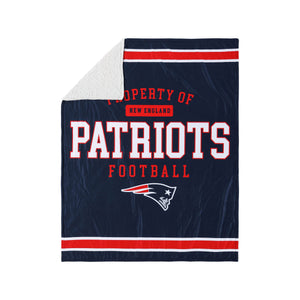 New England Patriots NFL Team Property Sherpa Plush Throw Blanket