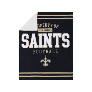 New Orleans Saints NFL Team Property Sherpa Plush Throw Blanket