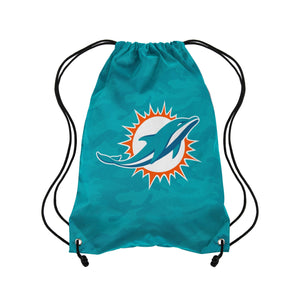 Miami Dolphins NFL Big Logo Camo Drawstring Backpack
