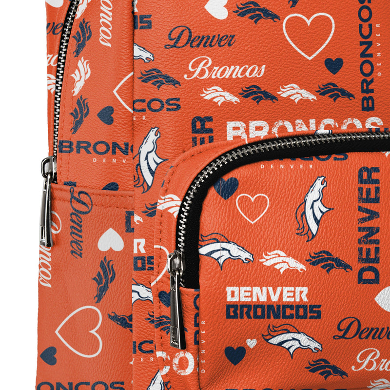 NFL Denver Broncos Small Backpack Black Padded 2-Compartment Large-Logo  Unisex