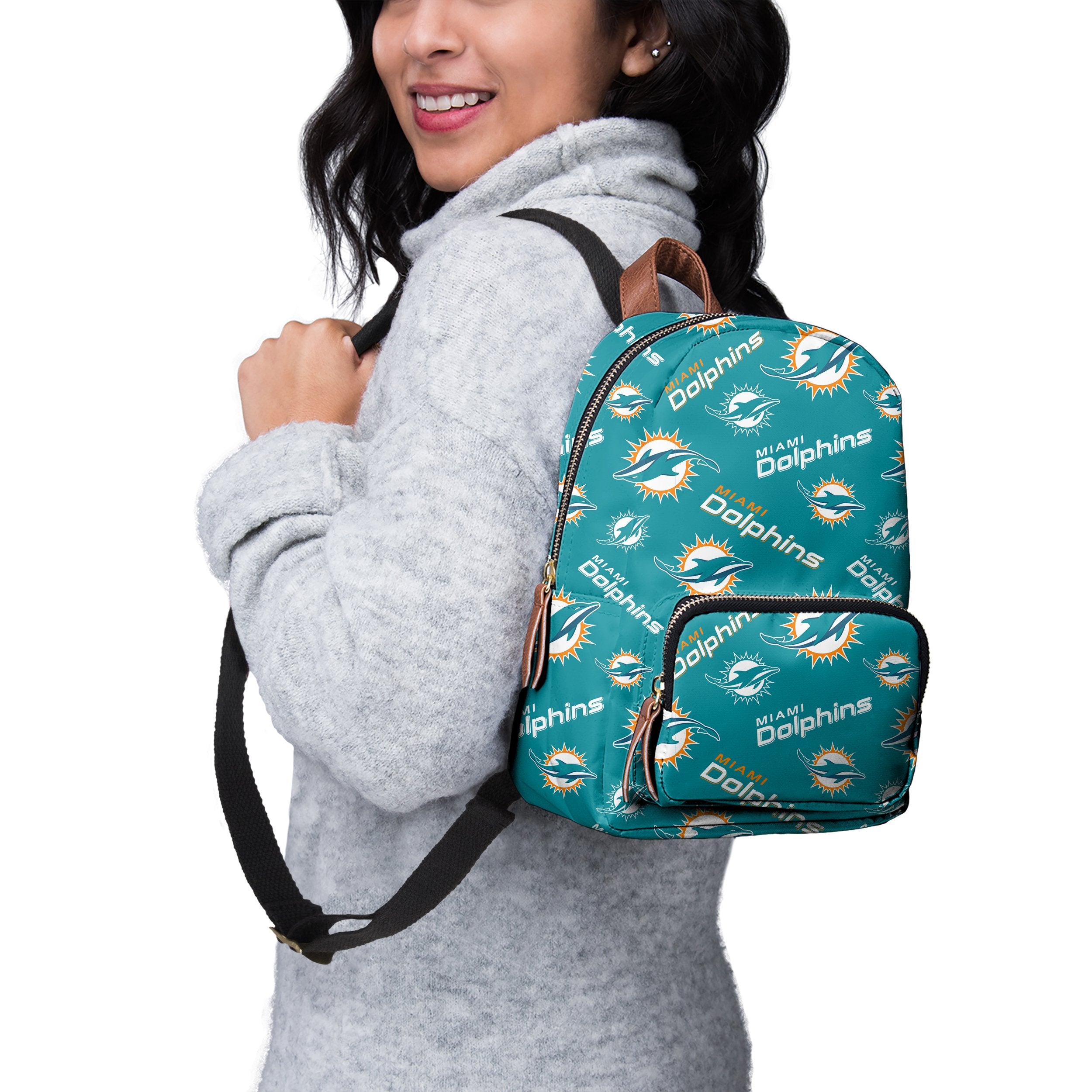 Adult Draw String Backpack Forever Collectibles NFL Football Miami Dolphins  889345011946