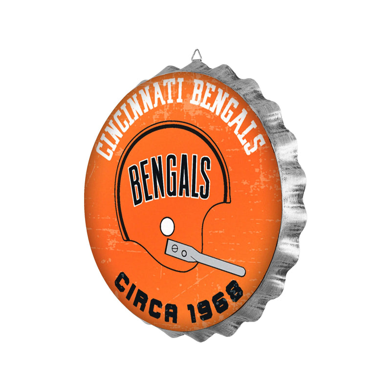 Cincinnati Bengals 13” Jumbo Metal Distressed Bottle Cap Wall Sign – Limited Edition FOCO Bengals Sign – Represent The Nfl, AFC North and Show Your