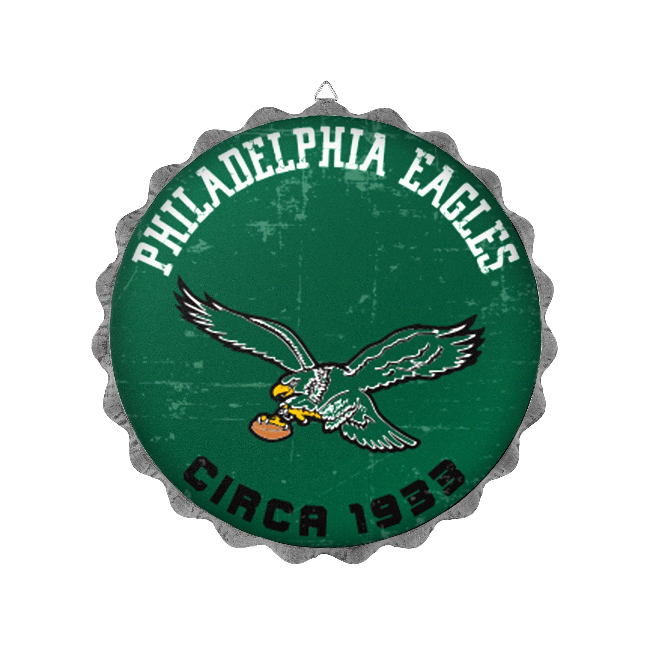 13” Philadelphia Eagles Jumbo Metal Distressed Bottlecap Wall Sign – Limited Edition FOCO Eagles Sign – Show Your NFL Team Spirit with Officially