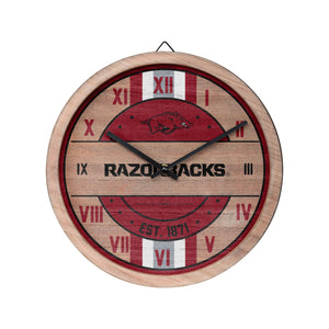Arkansas Razorbacks NCAA Barrel Wall Clock