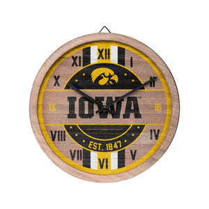 Iowa Hawkeyes NCAA Barrel Wall Clock