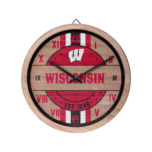 Wisconsin Badgers NCAA Barrel Wall Clock