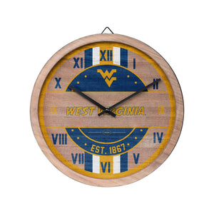 West Virginia Mountaineers NCAA Barrel Wall Clock