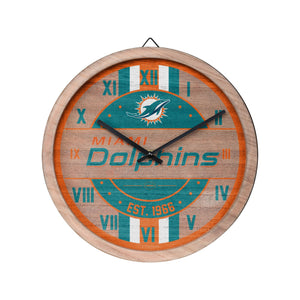 Miami Dolphins NFL Barrel Wall Clock