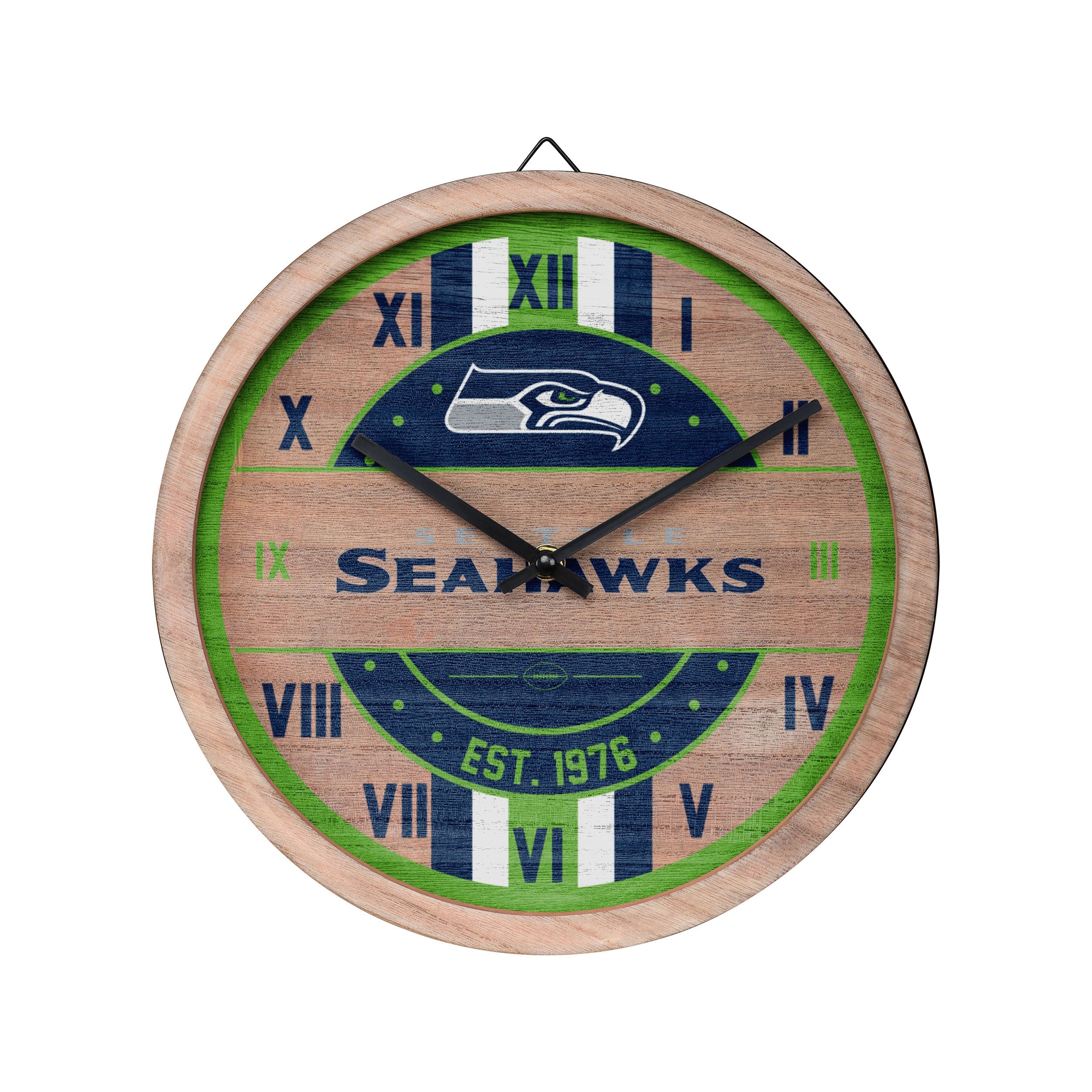 NFL Wood Barrel Clock - Seattle Seahawks