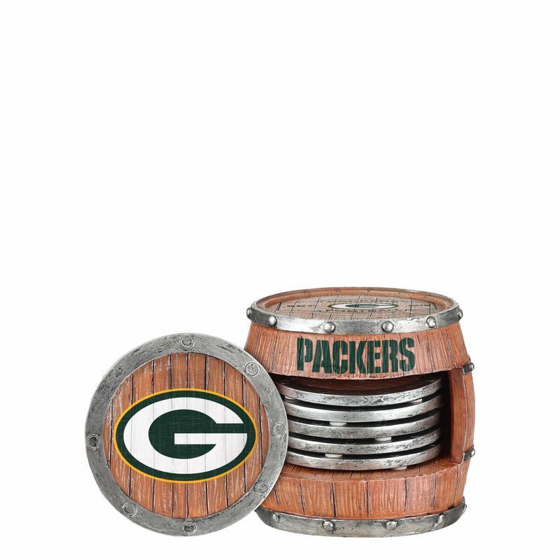 Green Bay Packers NFL 5 Pack Barrel Coaster Set