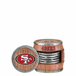 San Francisco 49ers NFL 5 Pack Barrel Coaster Set