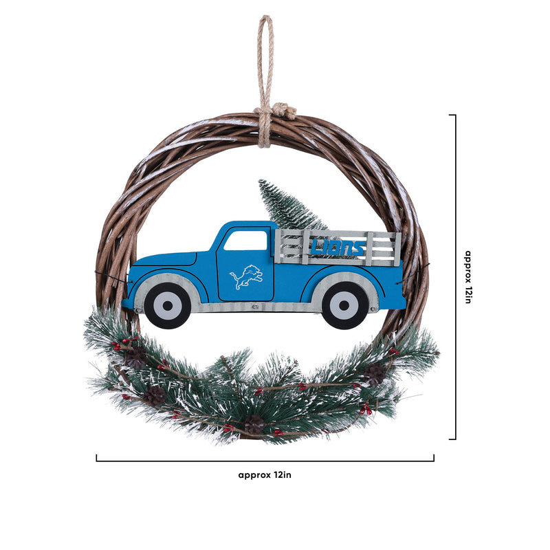 Detroit Lions NFL Wreath with Truck