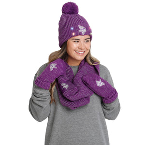 Minnesota Vikings NFL Womens Glitter Knit Cold Weather Set