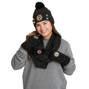 Pittsburgh Steelers NFL Womens Glitter Knit Cold Weather Set