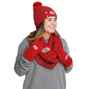 San Francisco 49ers NFL Womens Glitter Knit Cold Weather Set