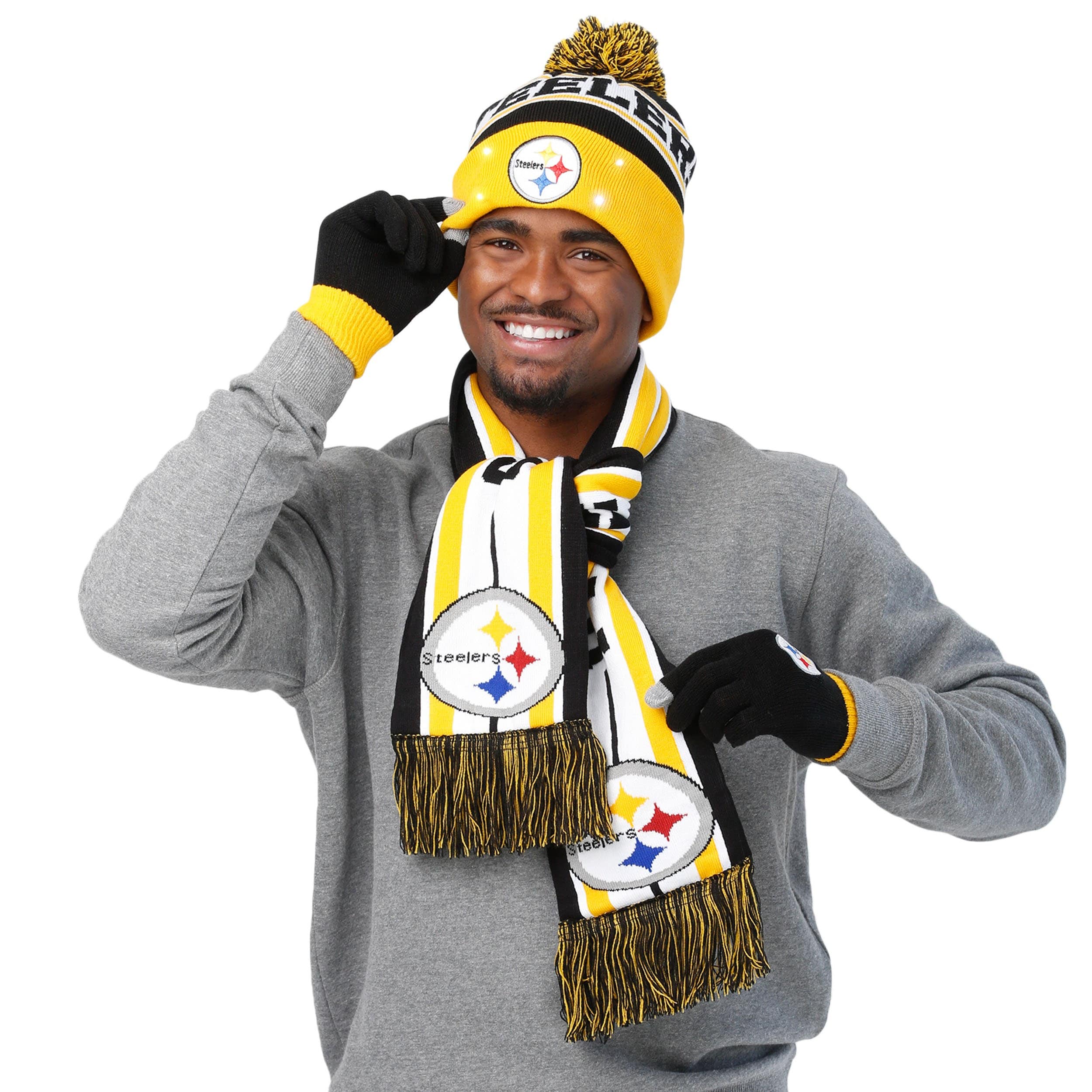 NFL, Accessories, Nfl Pittsburgh Steelers Winter Hat Beanie Gloves Set  Men Womens Fan Gea