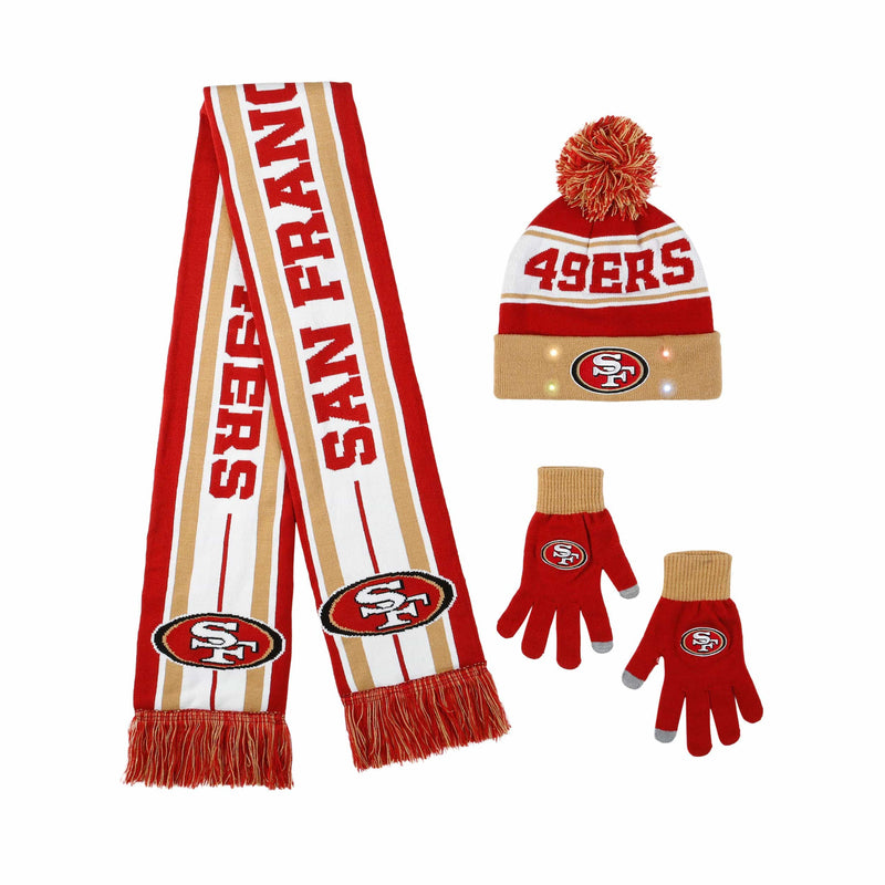 FOCO San Francisco 49ers Cold Weather Scarf, Hat & Gloves Set