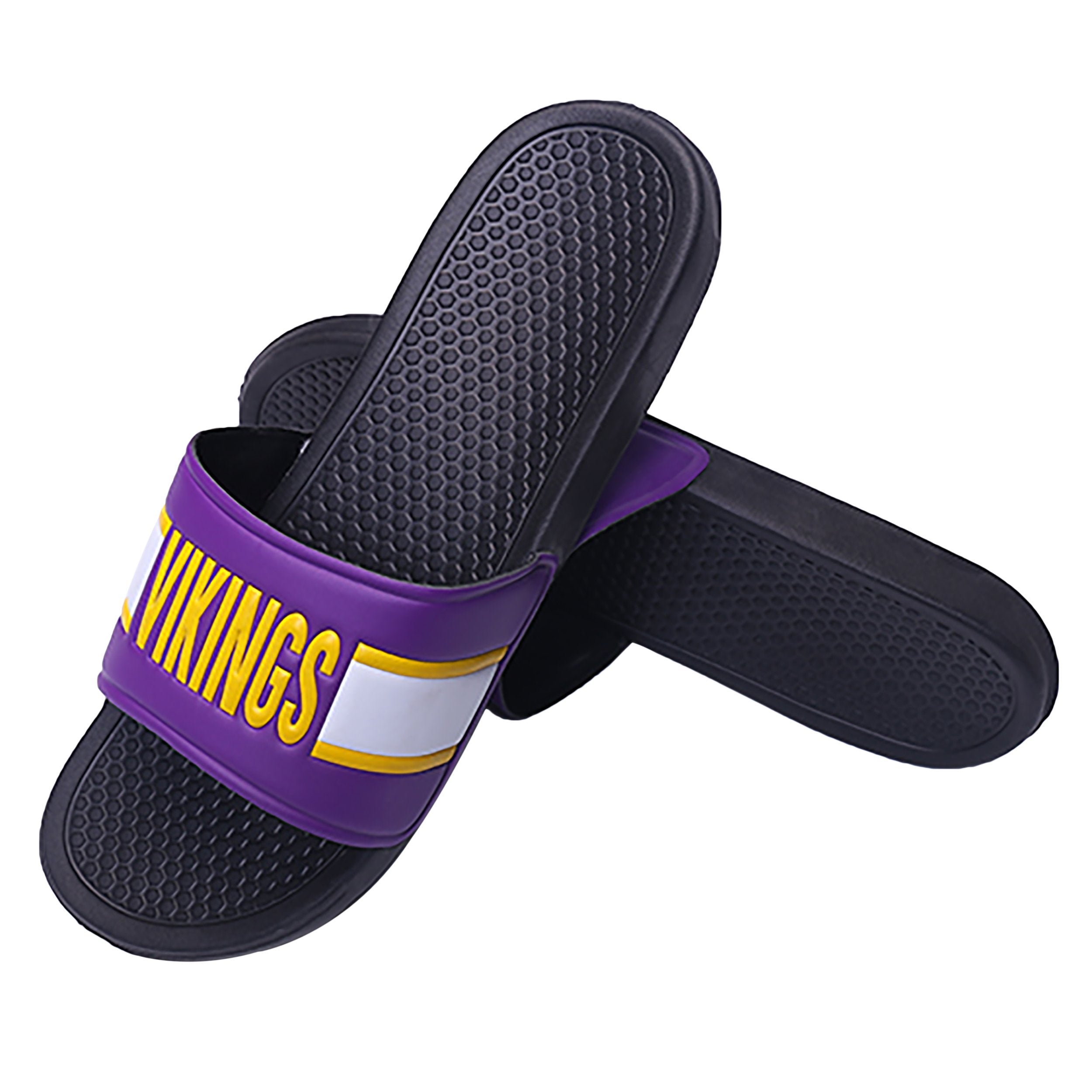 Minnesota Vikings NFL Mens Striped Big Logo Raised Slide