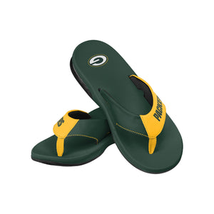 Green Bay Packers NFL Mens Team Color Contour Flip Flops