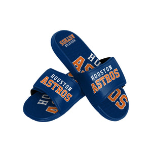 Houston Astros MLB Mens Colorblock Big Logo Gel Slide