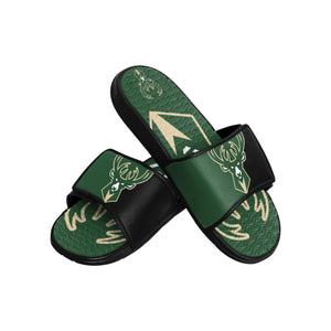 Milwaukee Bucks NBA Mens Colorblock Big Logo Gel Slides