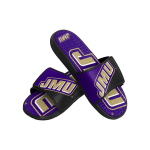 James Madison Dukes NCAA Mens Colorblock Big Logo Gel Slides