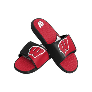 Wisconsin Badgers NCAA Mens Colorblock Big Logo Gel Slides